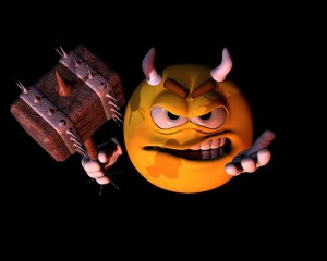 Evil 3D Rendered Cartoon Emoticon